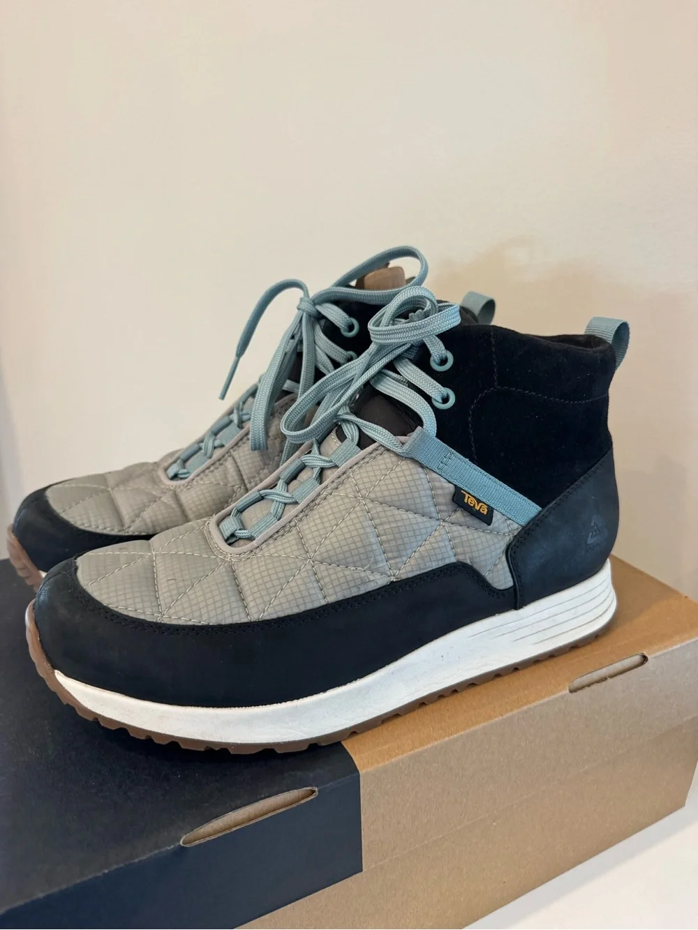 Teva Ember Commute Women's Black, Gray and Light Blue Quilted Mid-Top Boot